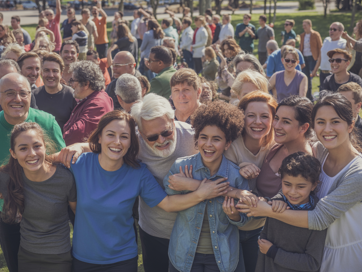 Diverse community group showing unity and positive impact outdoors