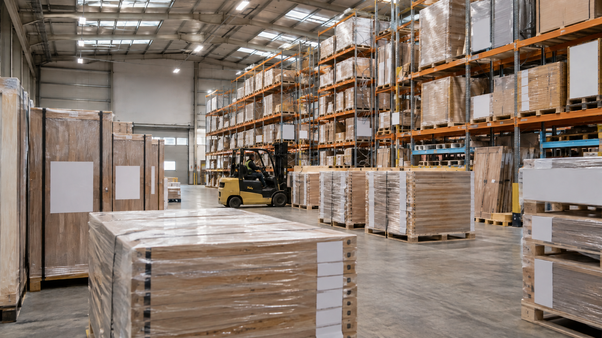 Warehouse with fire-rated doorsets ready for shipping