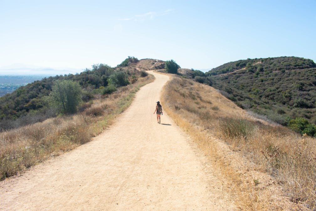 Trail through the Claremont Hills Wilderness Park with San Gabriel foothills