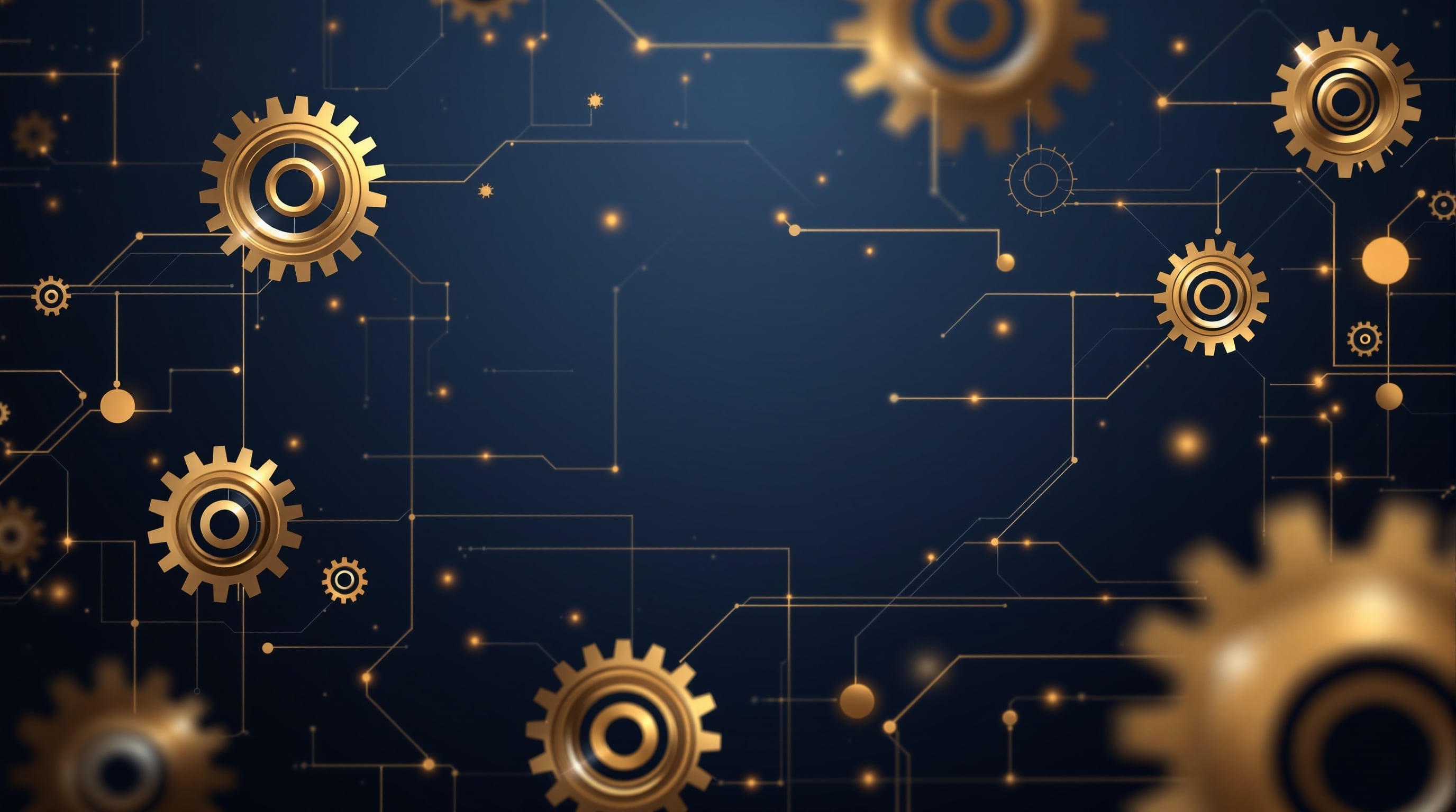 Interconnected golden gears representing asset stacking systems