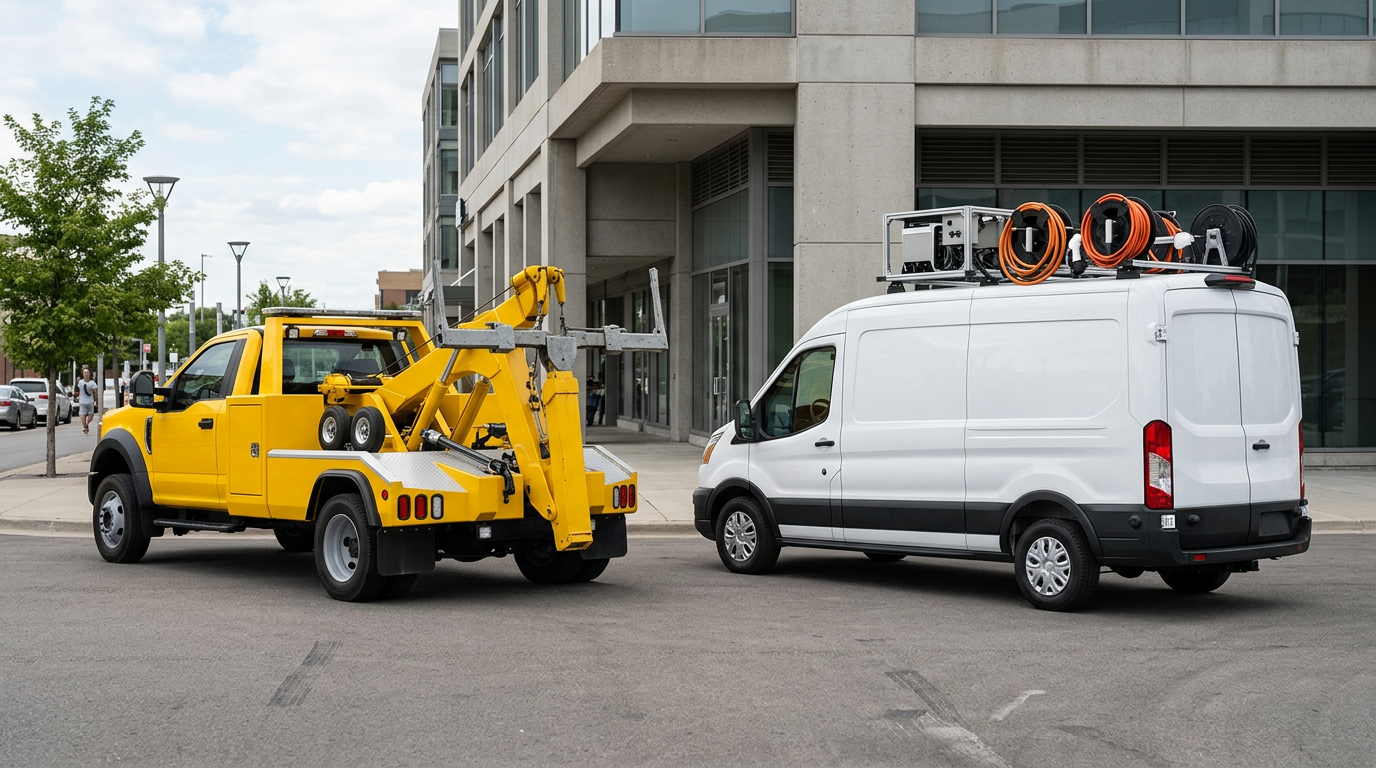 Comparison of emergency service vehicles for EV roadside assistance