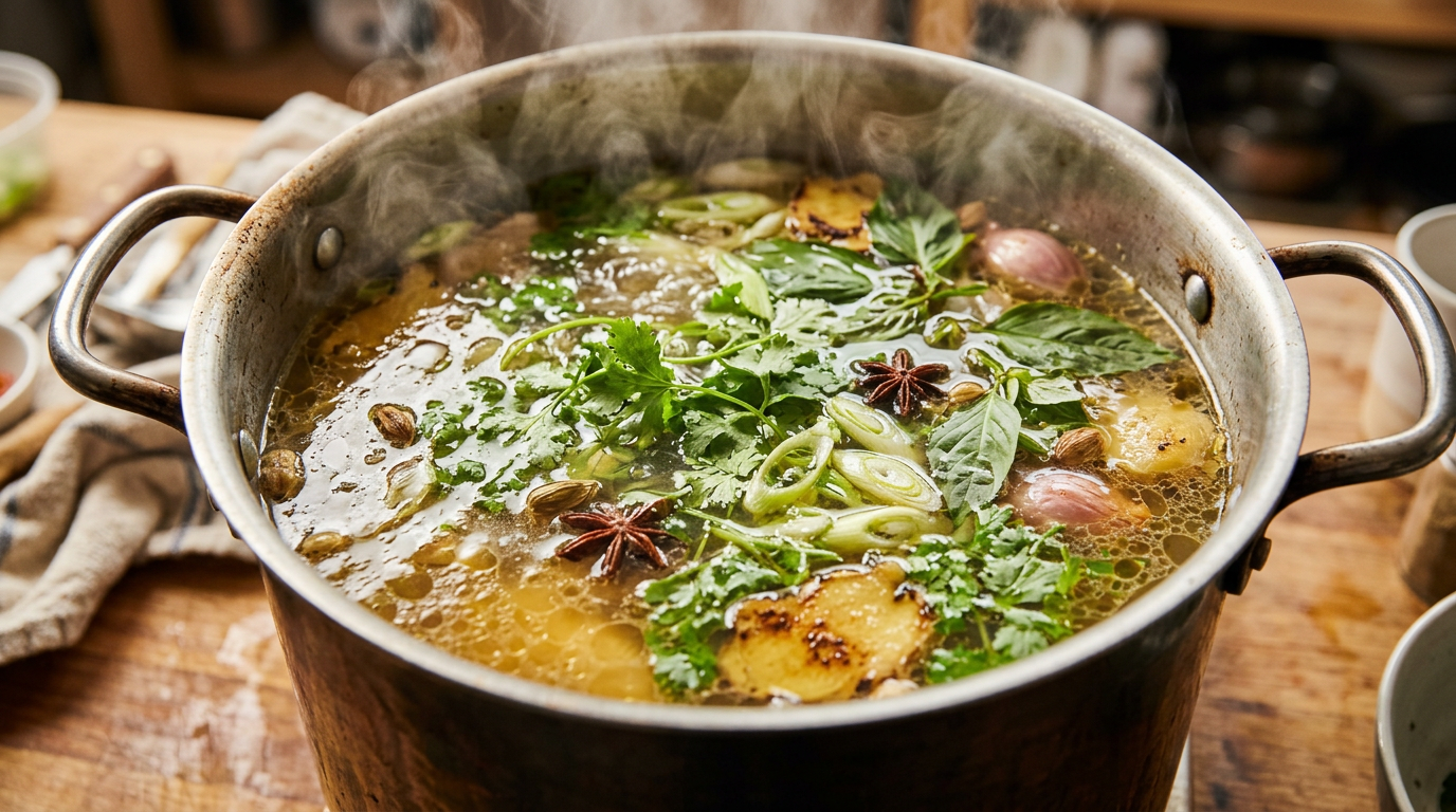 Bí quyết nước dùng phở gà trong vắt ngọt thanh
