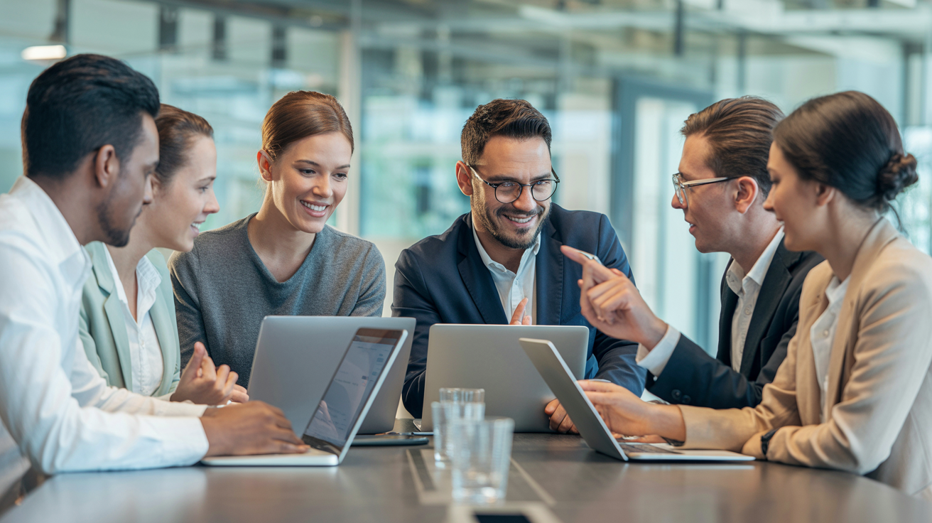 Professional digital marketing team collaborating