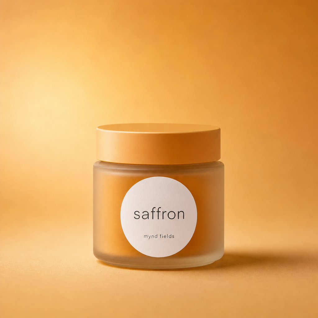 Saffron supplement jar by mynd fields