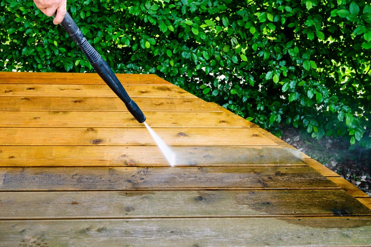 Wooden decking cleaning and restoration in North Wales