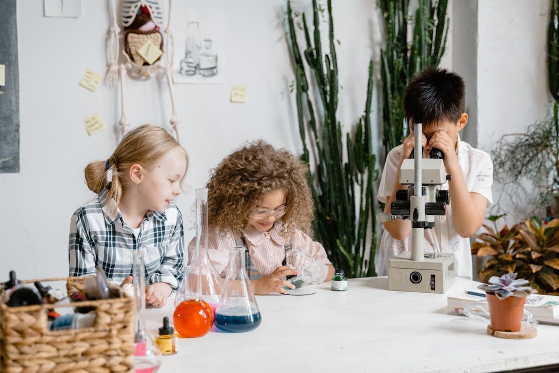 Science experiments in laboratory