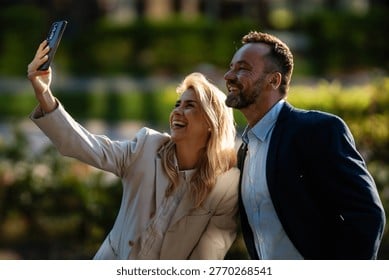 Happy couple reconnecting