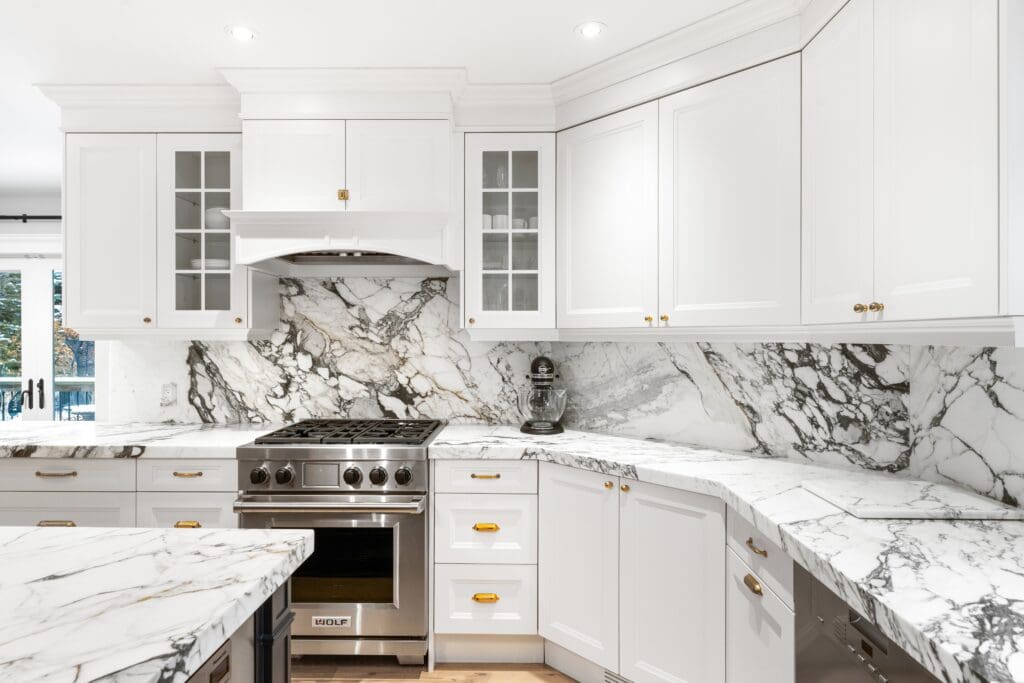 Elegant marble countertop installation in luxury kitchen