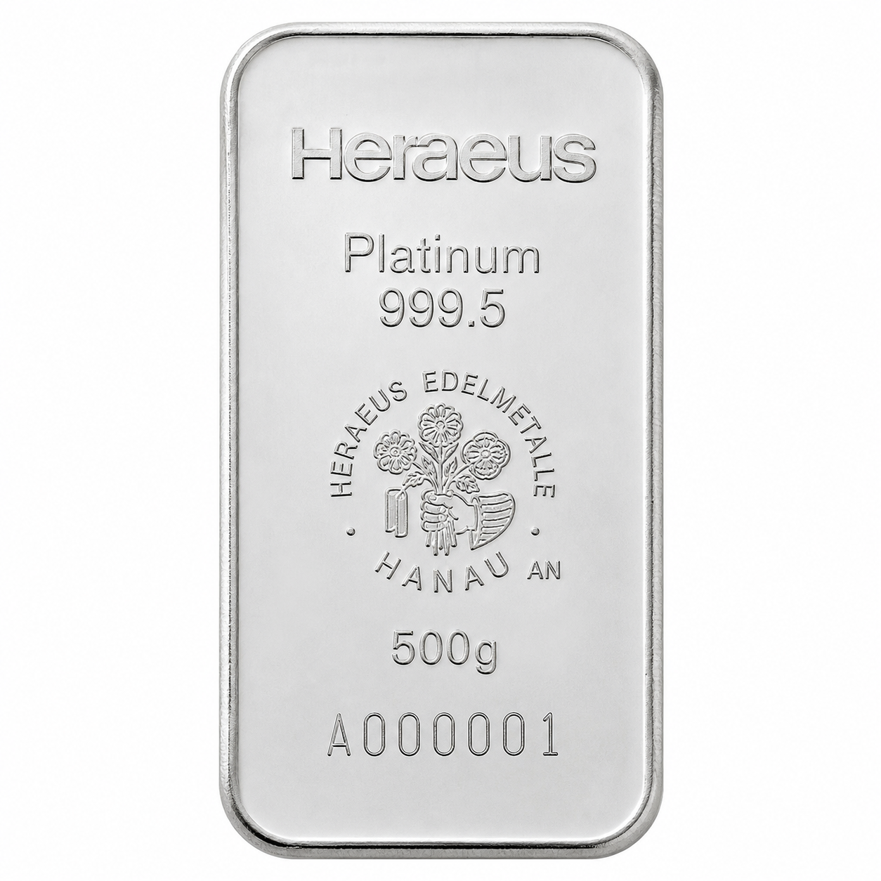 Heraeus 500g Platinum Bar – German Quality, 99.95% Pure