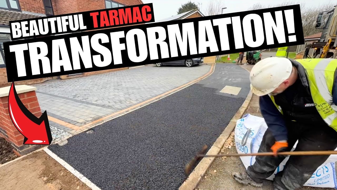 Professional paving team at work