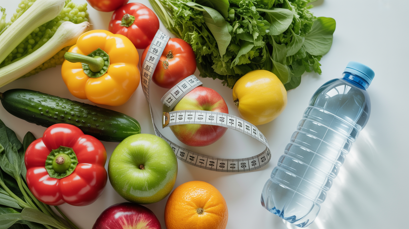 Healthy food and wellness elements representing Dr. Bovay's holistic weight loss approach