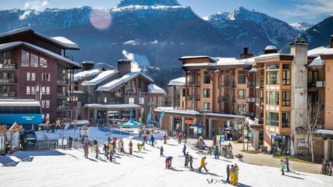 Revelstoke Mountain Resort village in winter