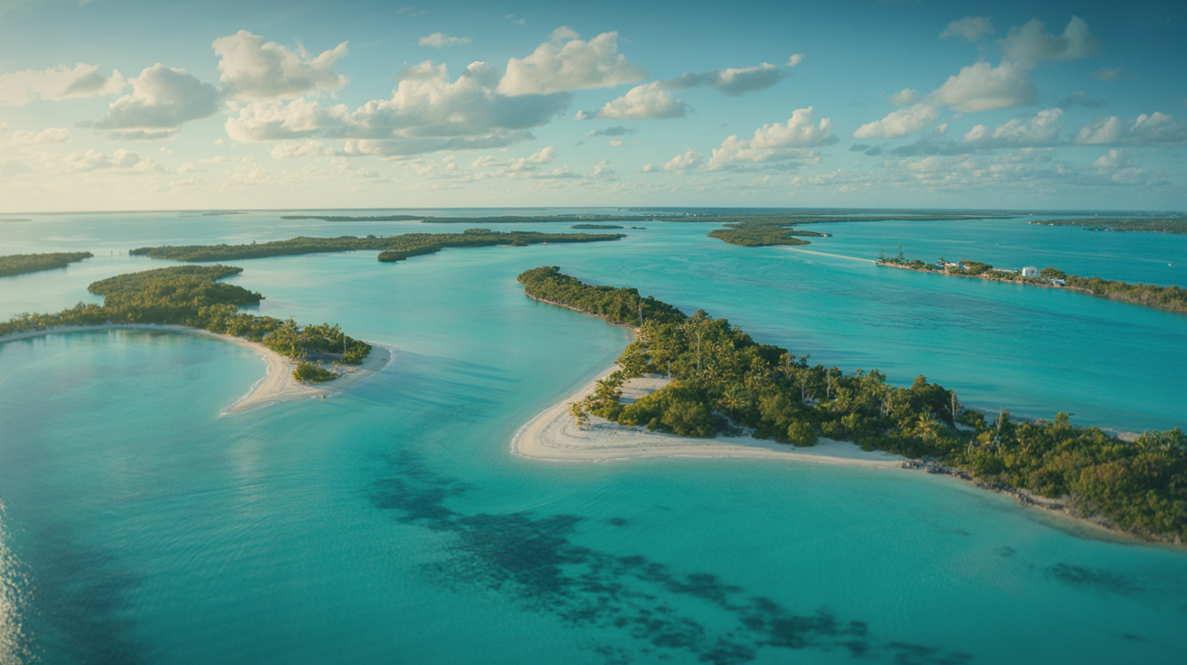 Aerial view of Florida Keys and Gulf Coast islands