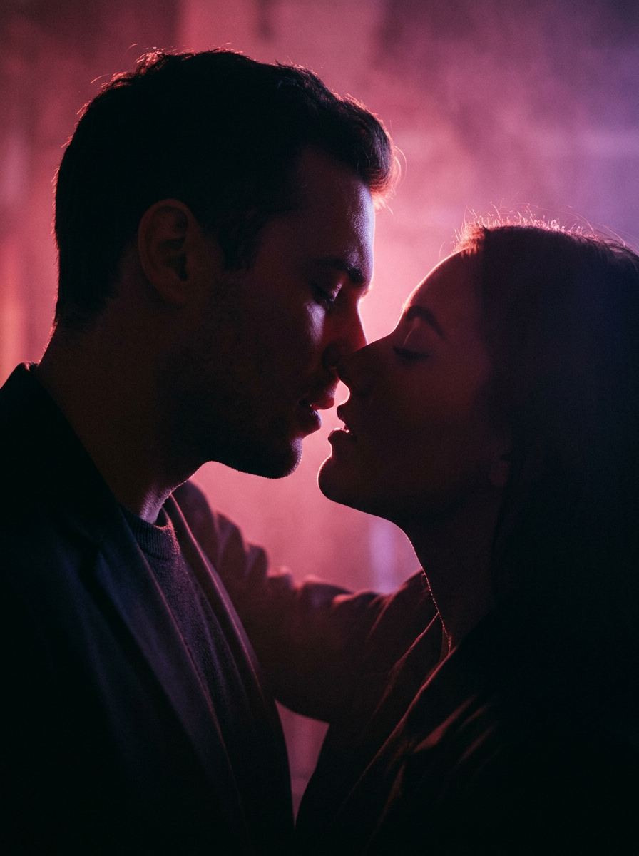 Artistic silhouette scenario: Almost a Kiss