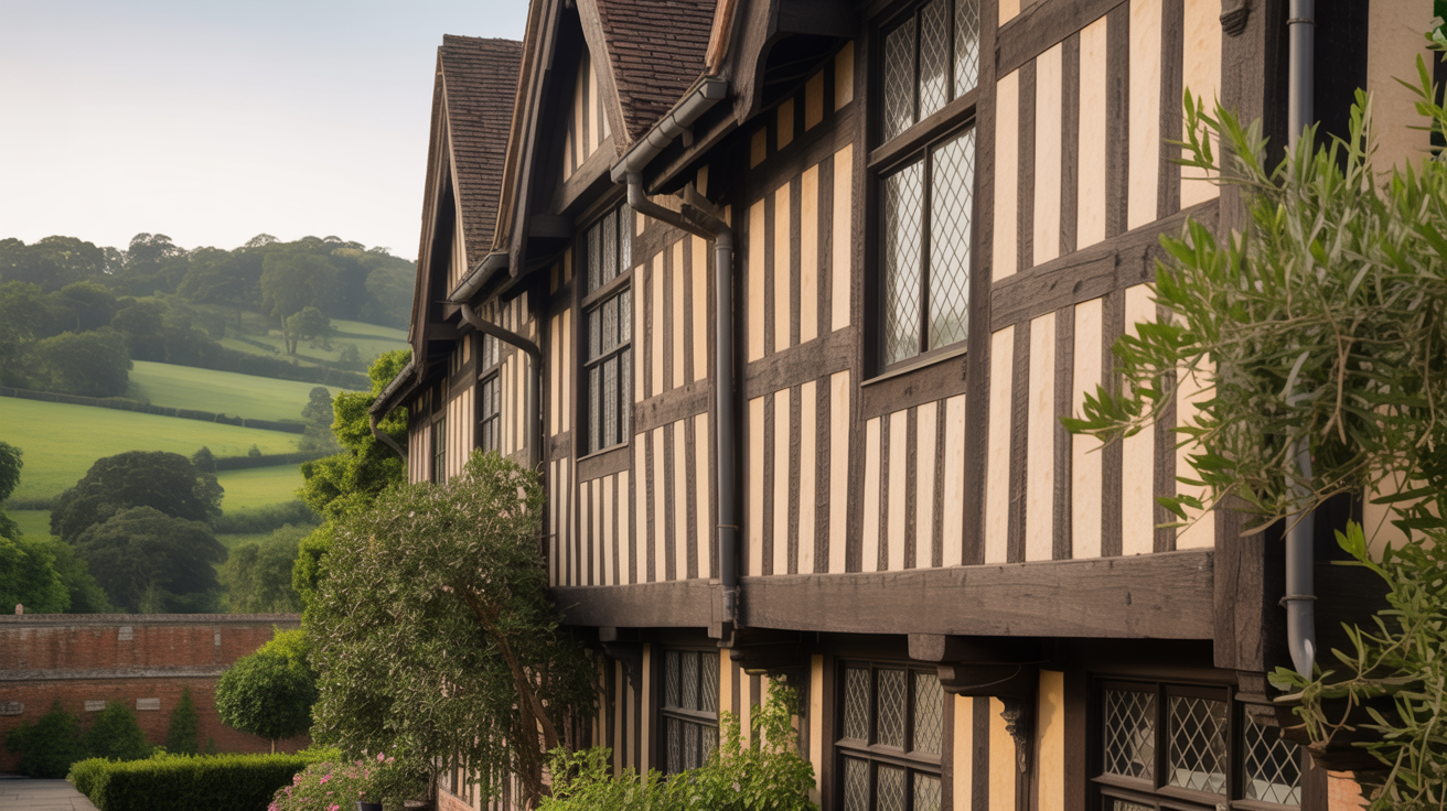 Beautifully restored listed building with visible timber framing in Hertfordshire countryside