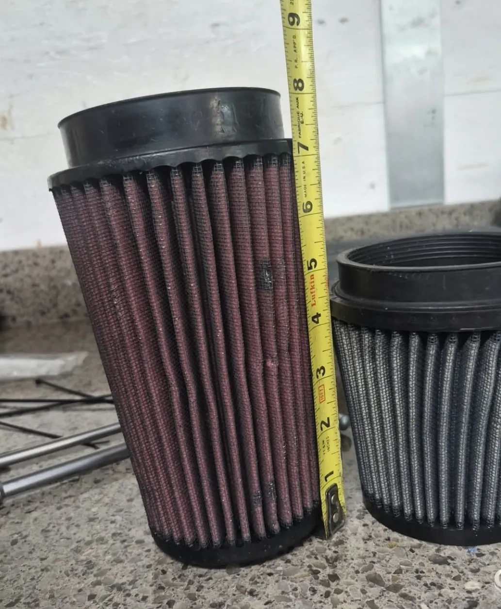 Big Air (8") and Standard (5") intakes side by side