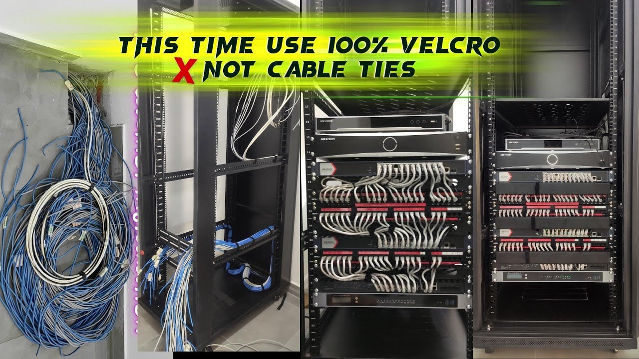 Clean organized network rack after professional cable management