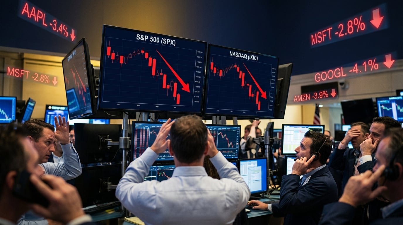 US stock market selloff - S&P 500 and Nasdaq declining on July 23 2026
