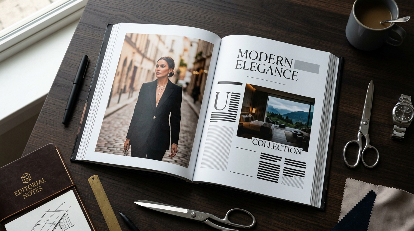 Editorial magazine print spread