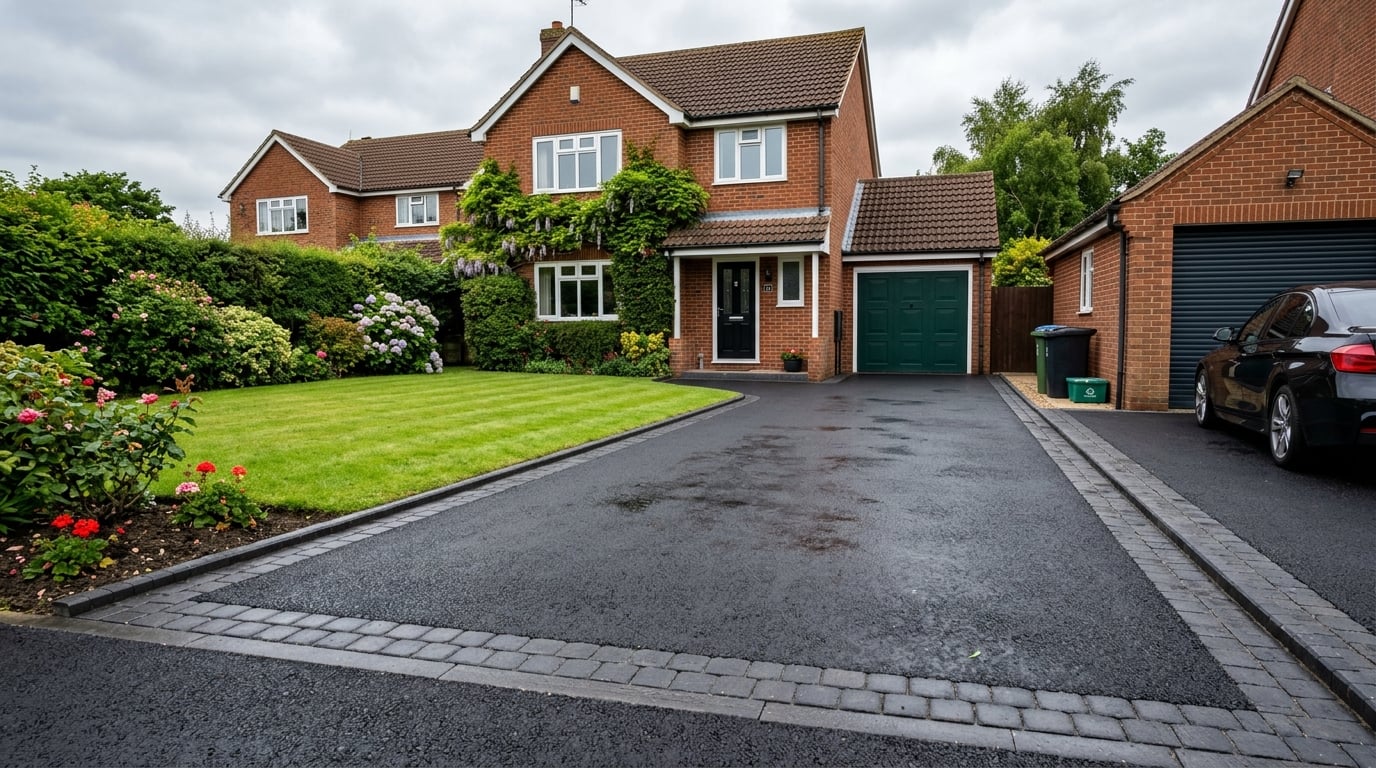 Pressure washed tarmac driveway