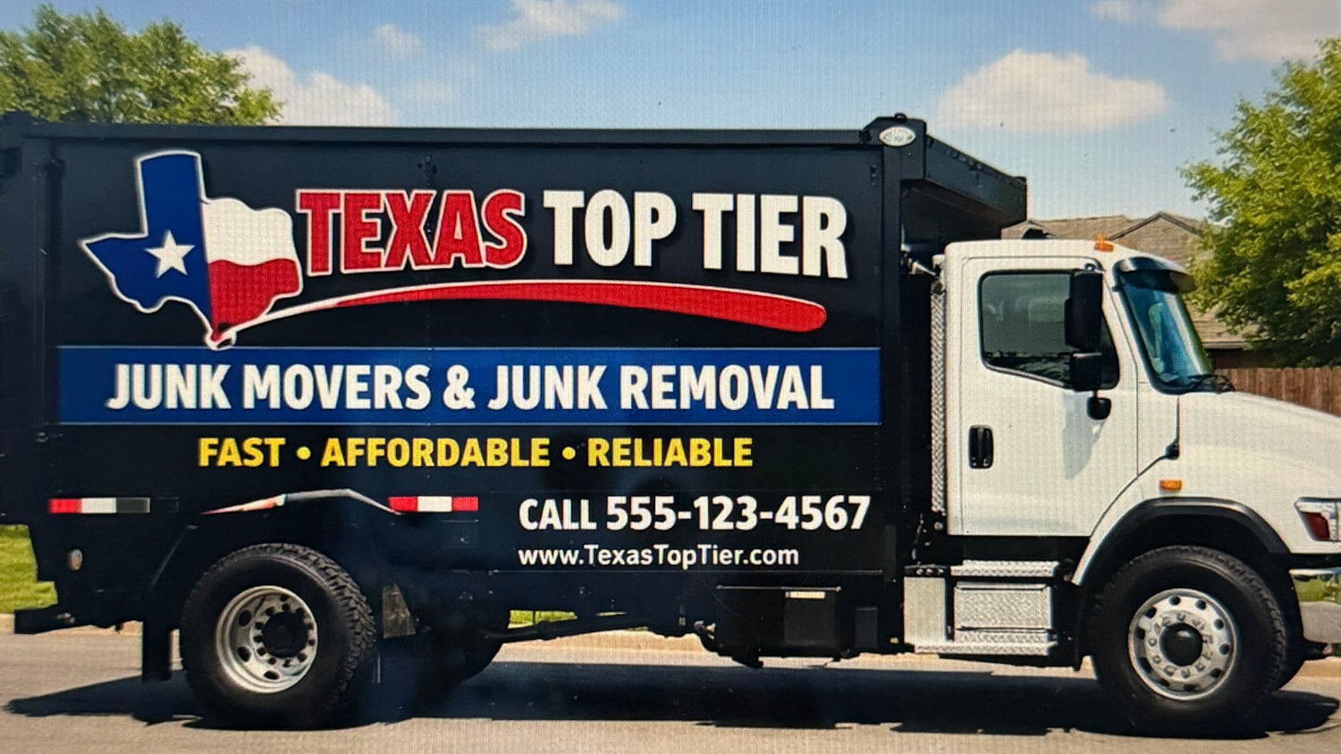 Professional junk removal truck on Texas road