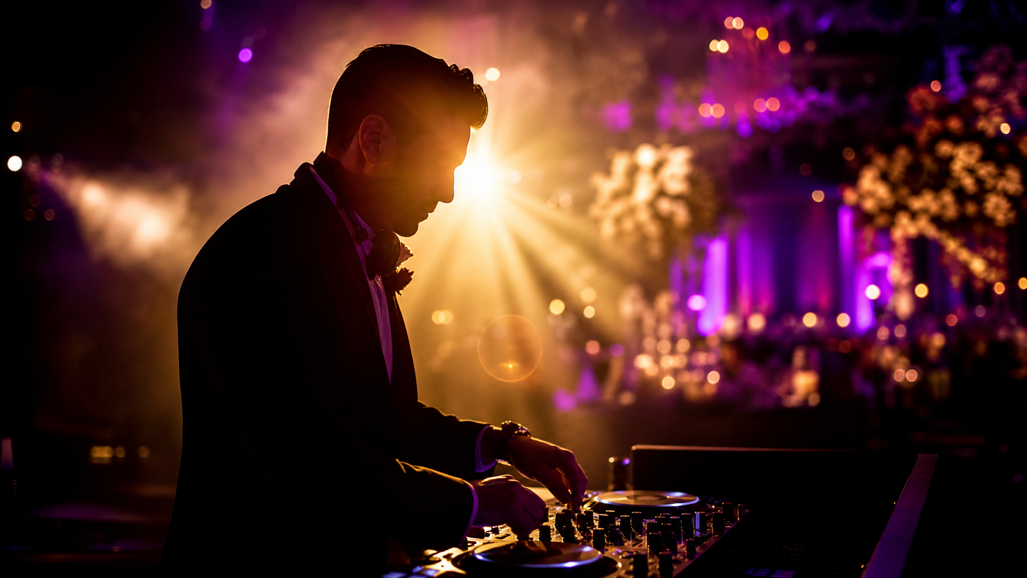 Professional Enphinity DJ setup with premium sound and atmospheric lighting