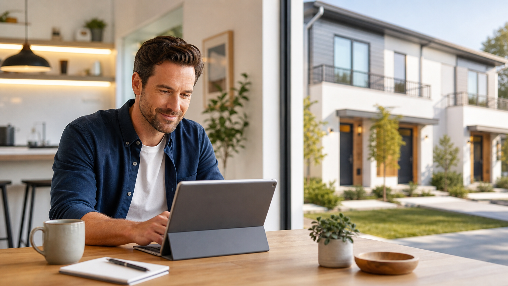 Property owner reviewing rental portfolio finances on a laptop at home