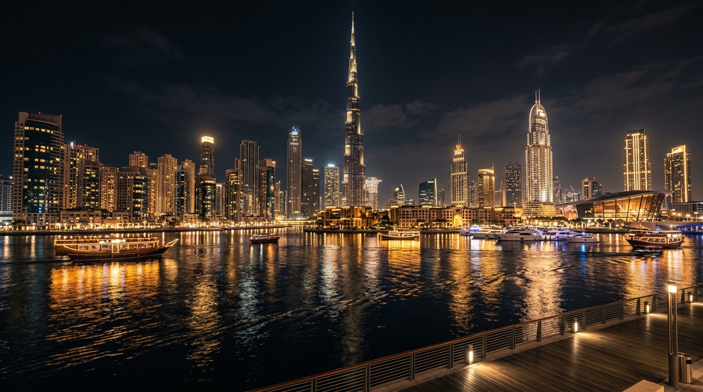 Dubai skyline at night