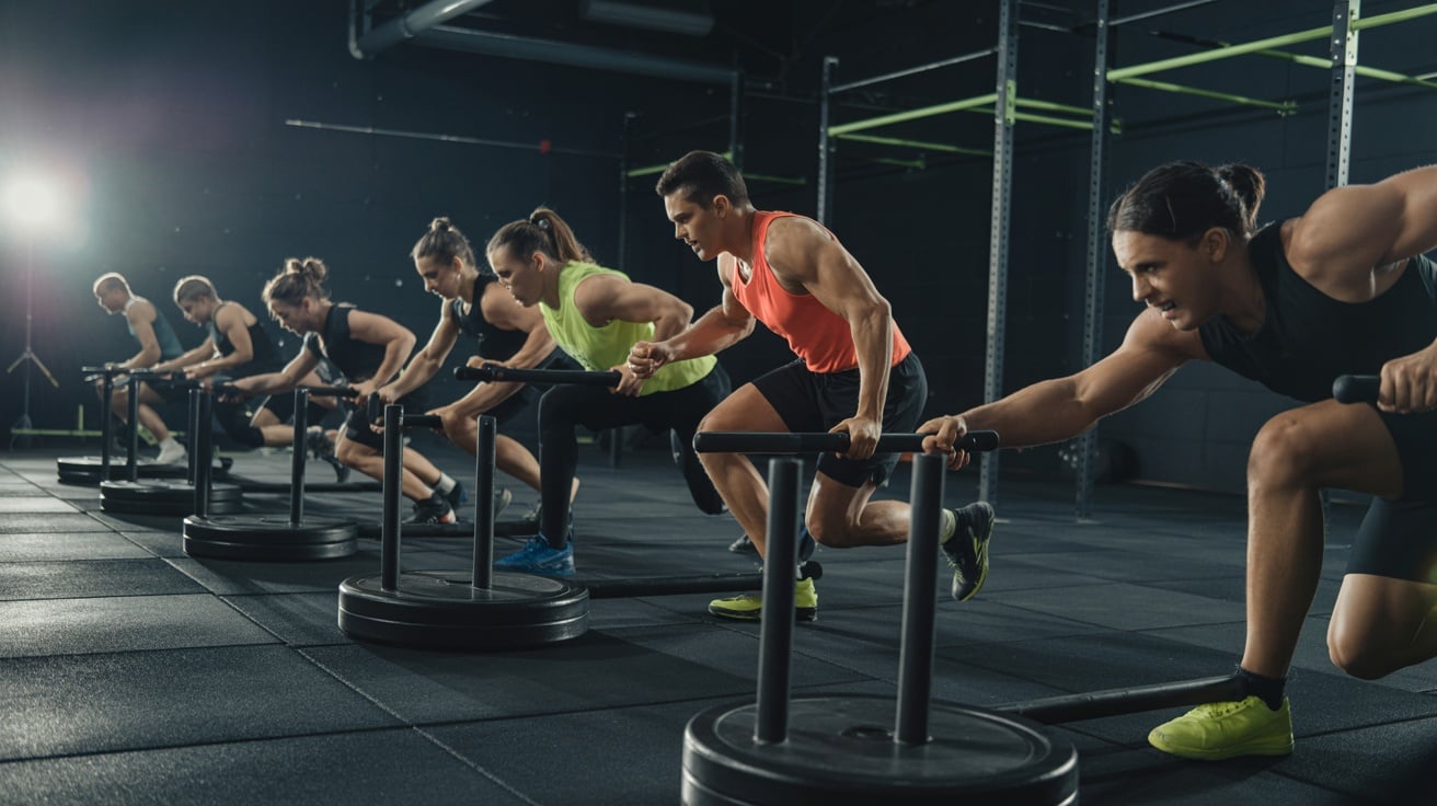 HYROX competition event with multiple athletes