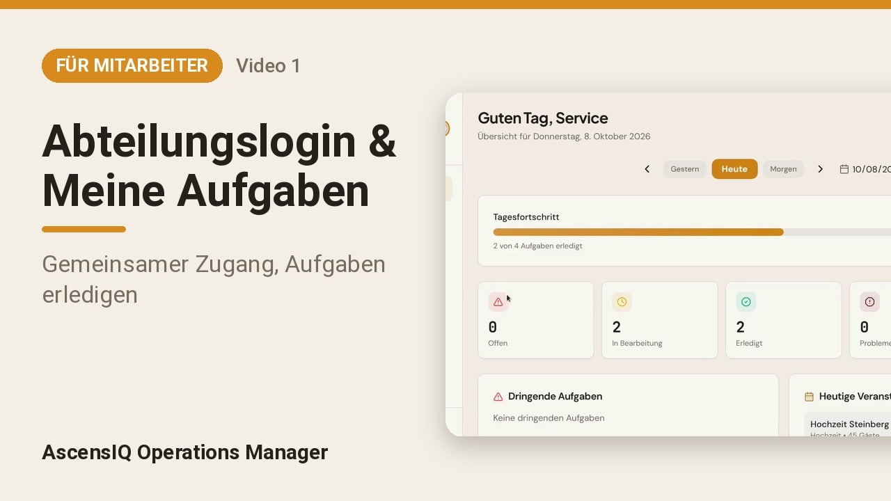 Abteilungslogin & Meine Aufgaben