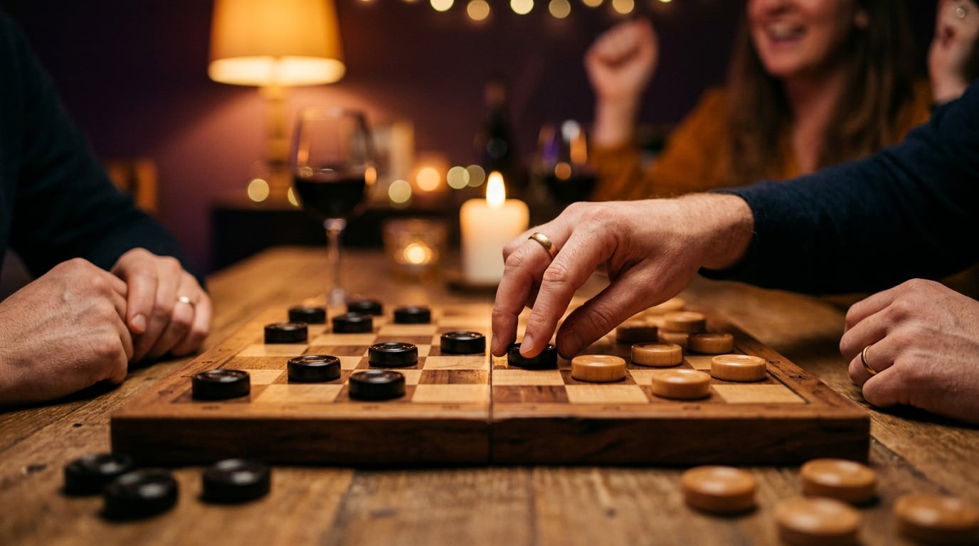Draughts game being played