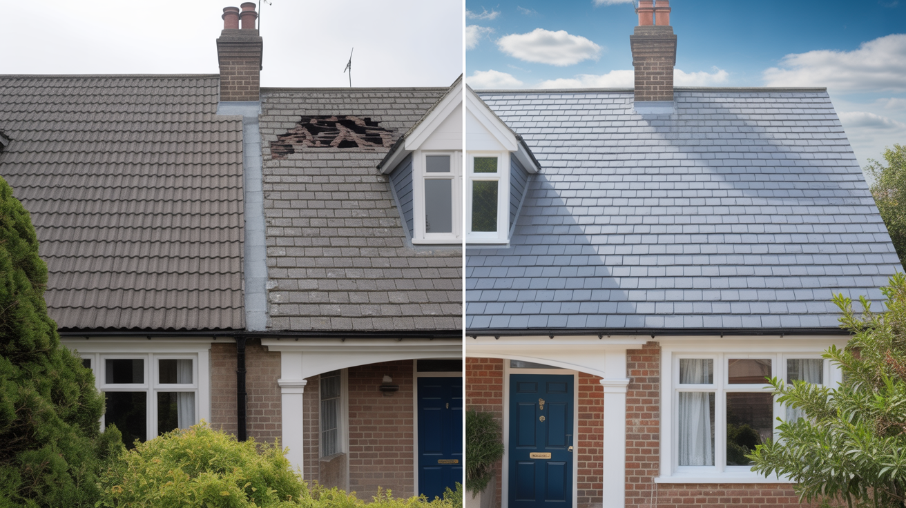 Before and after roof transformation