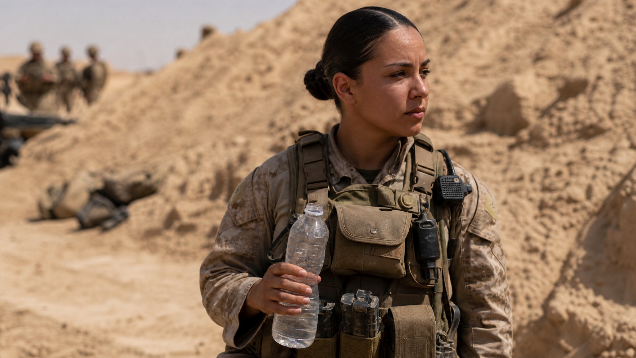 A woman service member deliberately limiting fluids to avoid unsafe facilities
