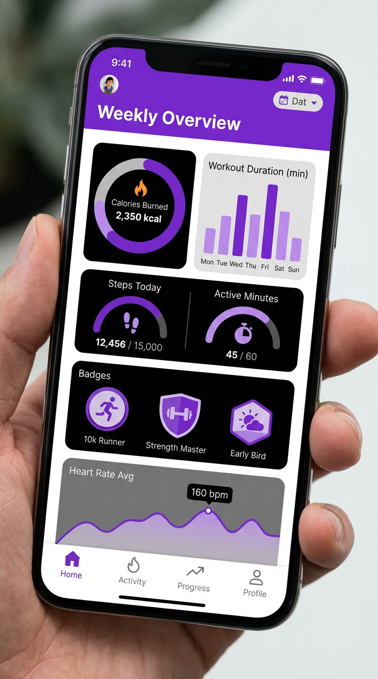 Fitness app dashboard