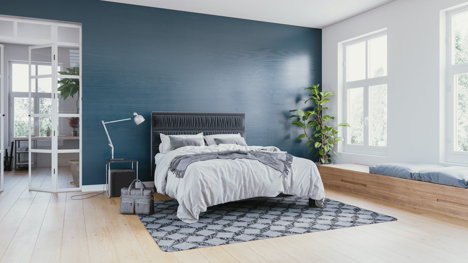 Freshly plastered room with smooth wall finish