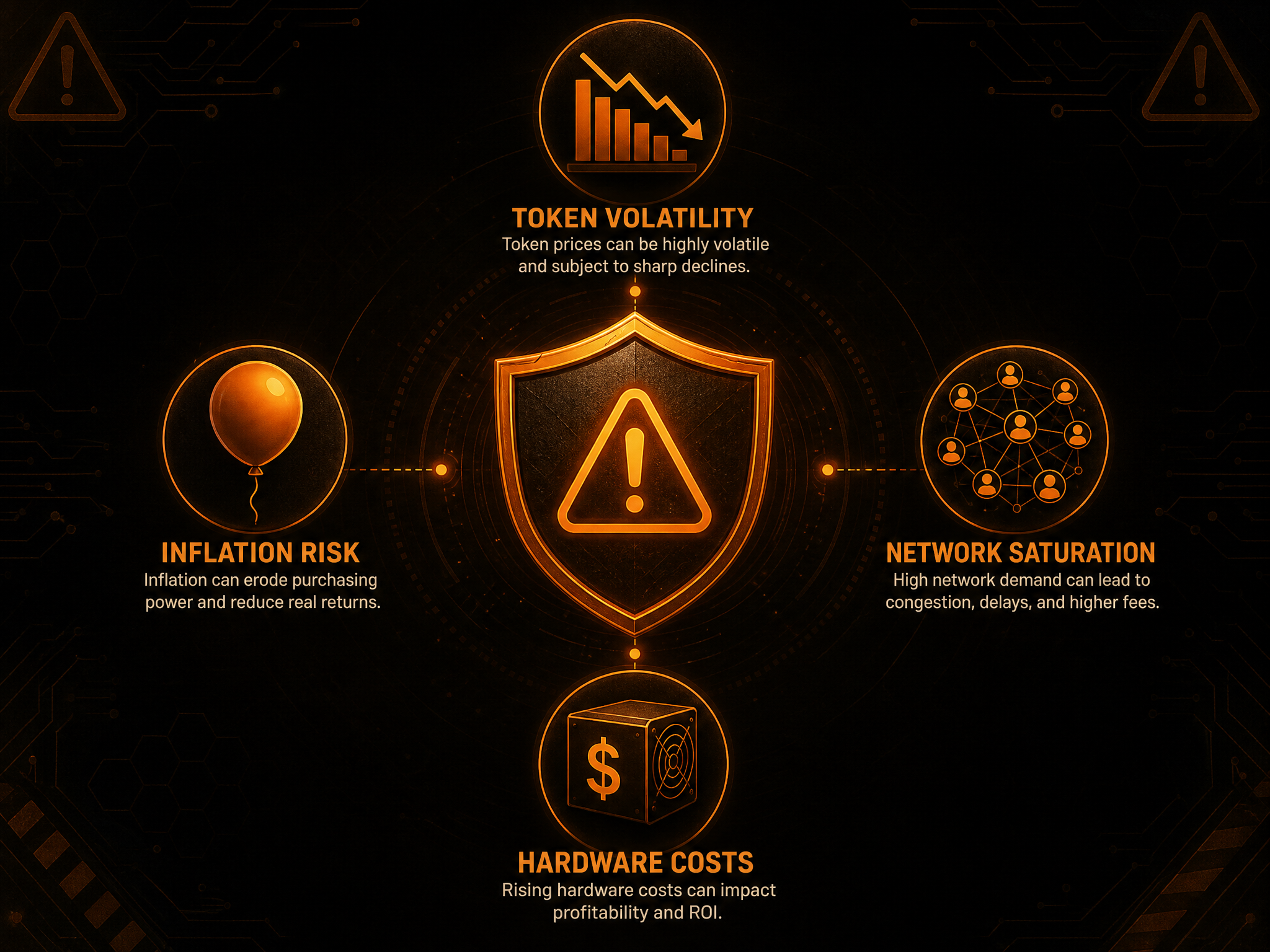 DePIN crypto investment risks in 2026 — token volatility, network saturation, hardware costs, inflation