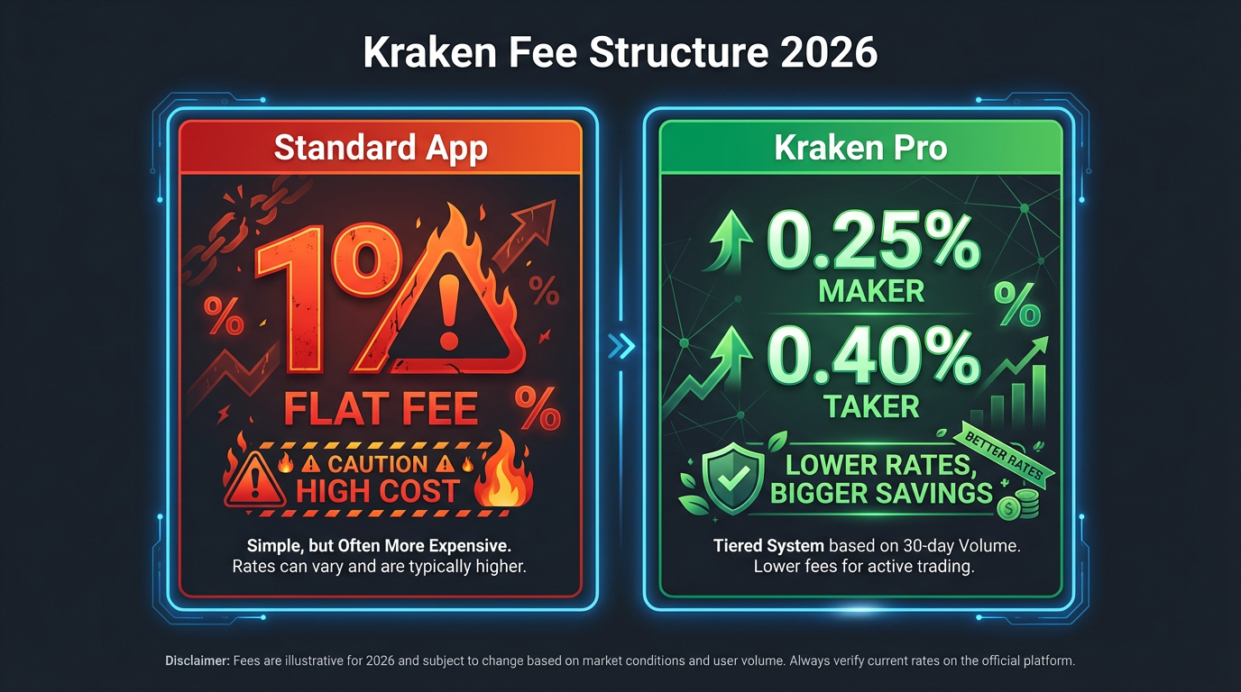 Kraken exchange review 2026 fee structure comparison standard vs pro