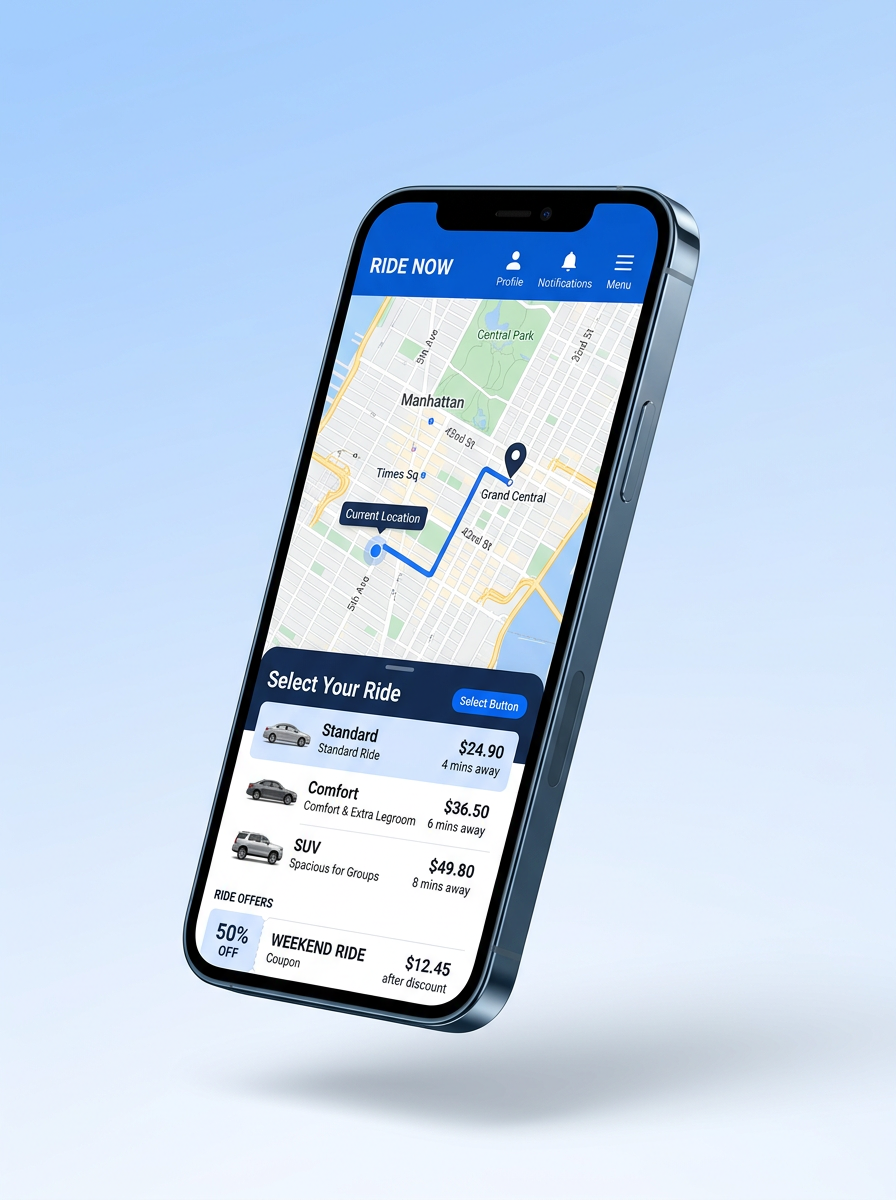 App Llégate mostrando mapa con rutas de viaje