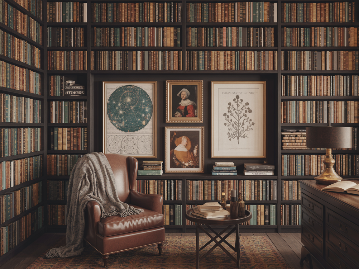 Scholar Gallery Wall in a library