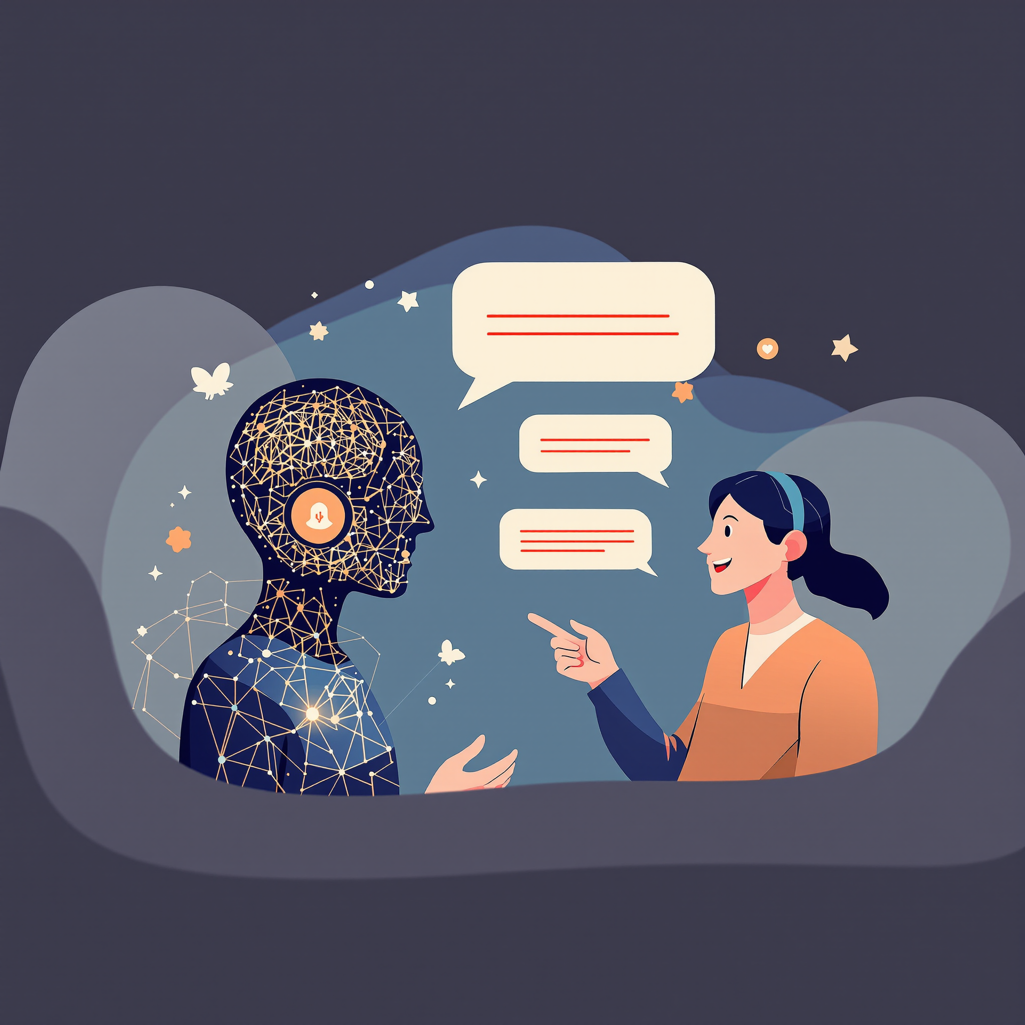100% Human-Like Conversations illustration showing AI receptionist capabilities