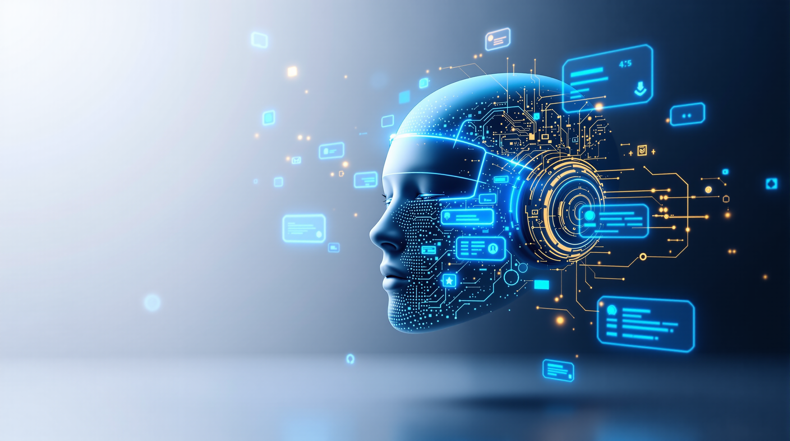 AI Receptionist Professional Interface - Modern headset with chat bubbles representing intelligent call handling