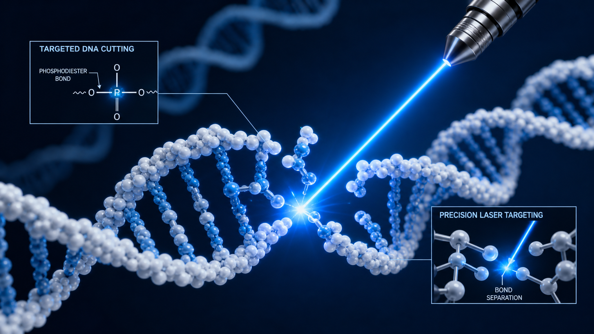Laser beams targeting DNA molecular bonds
