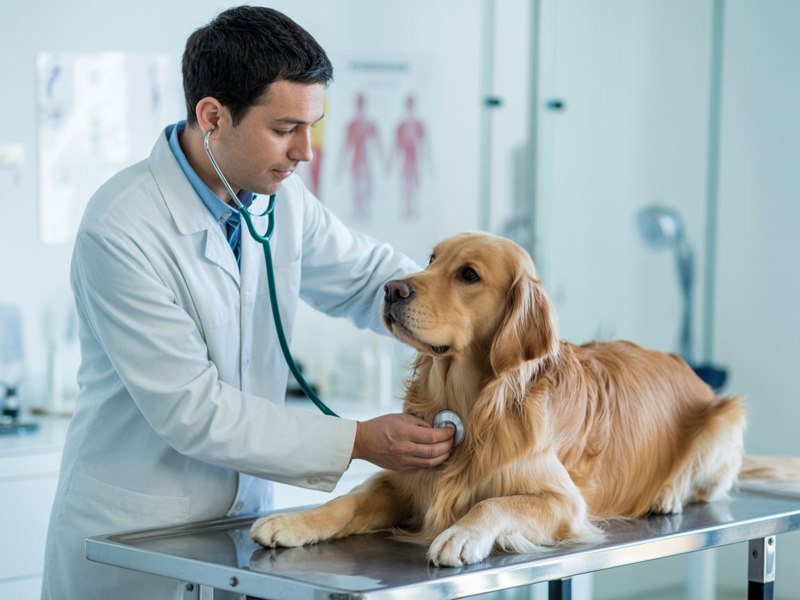 Veterinário atendendo animal