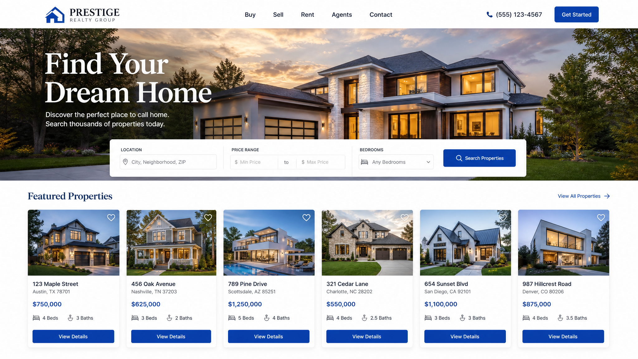 Real Estate website template preview