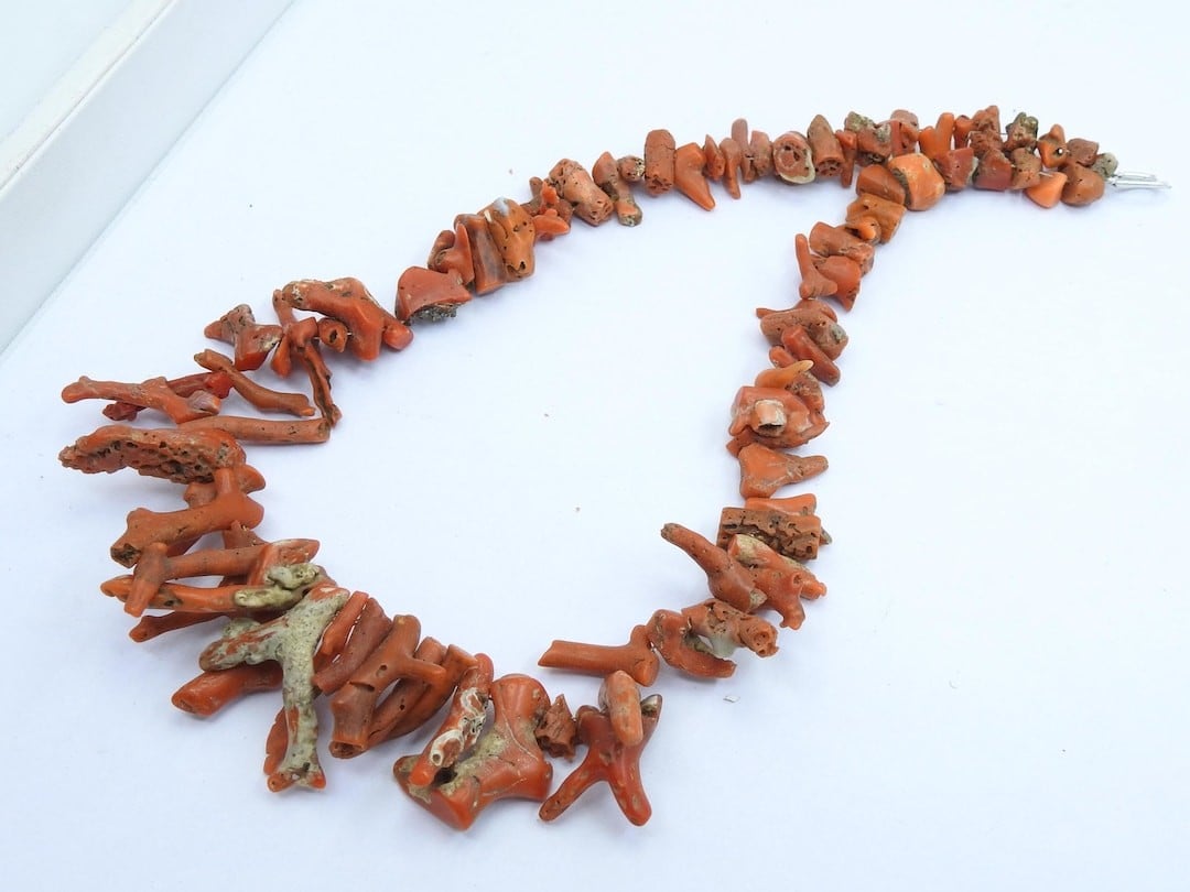 Polished red coral jewellery