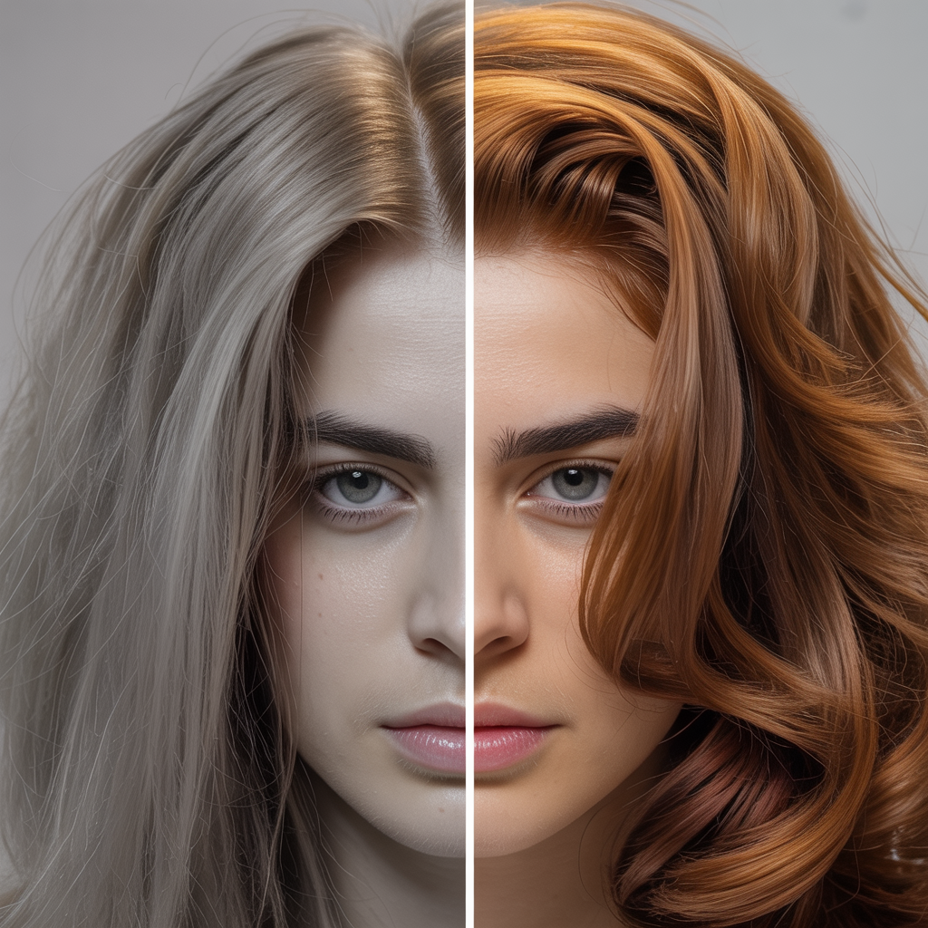 Vorher-Nachher Haar-Transformation Friseursalon Frankfurt