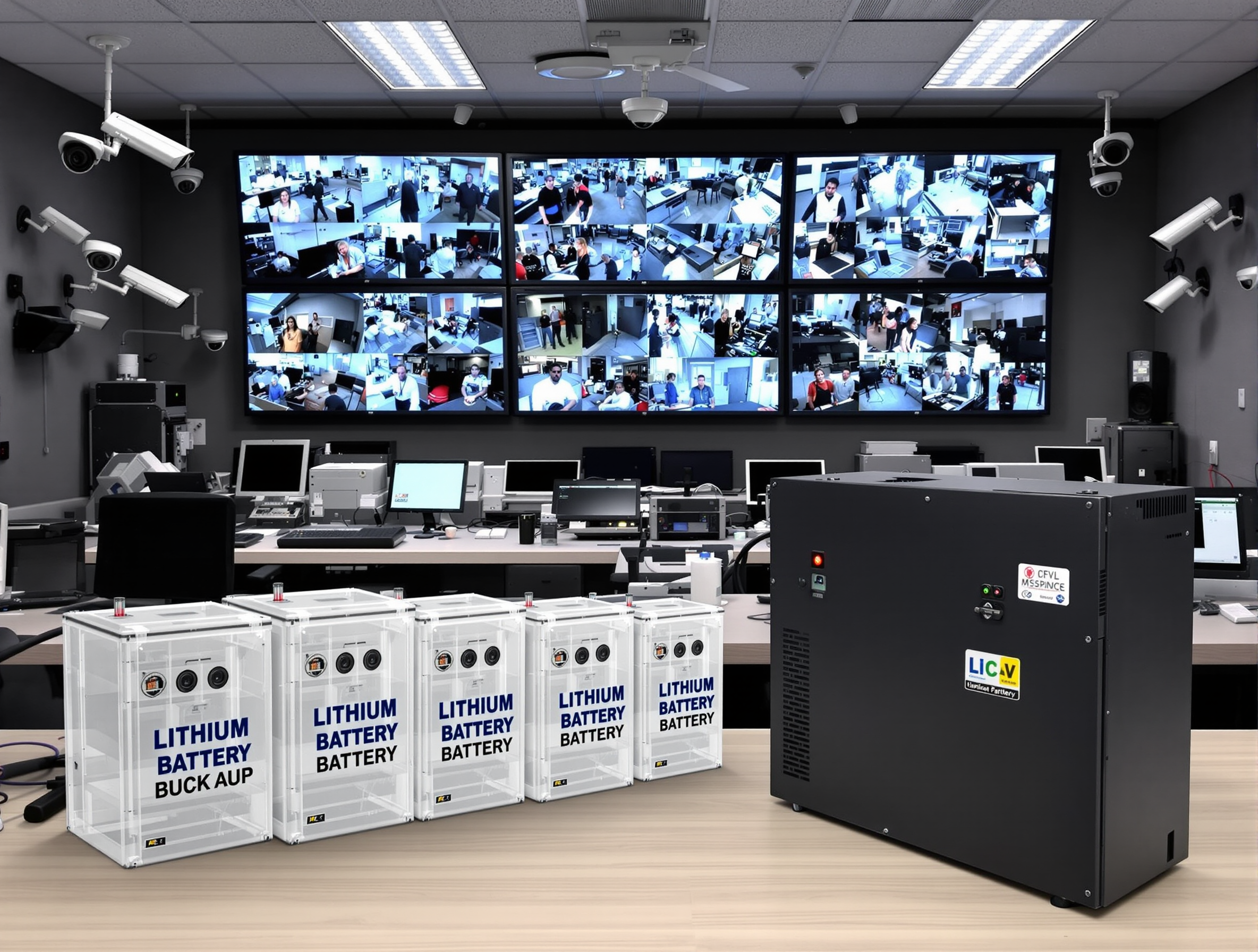 Security camera surveillance system with battery backup