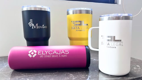 Termo metálico con grabado láser en acero inoxidable