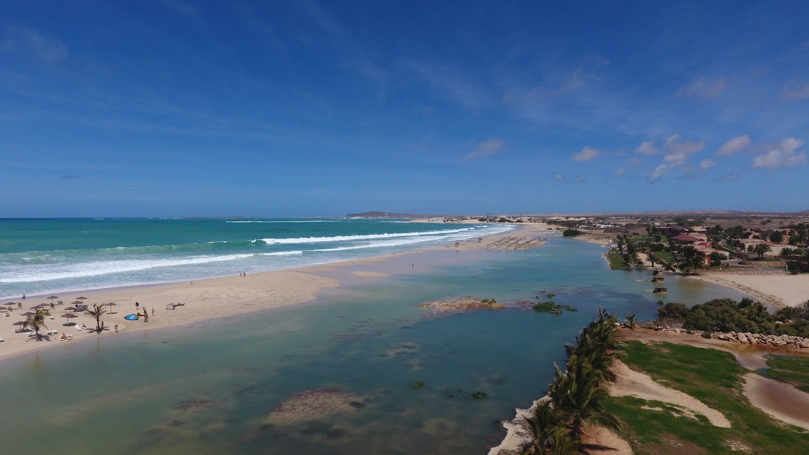 Boa Vista Island aerial view with turquoise waters