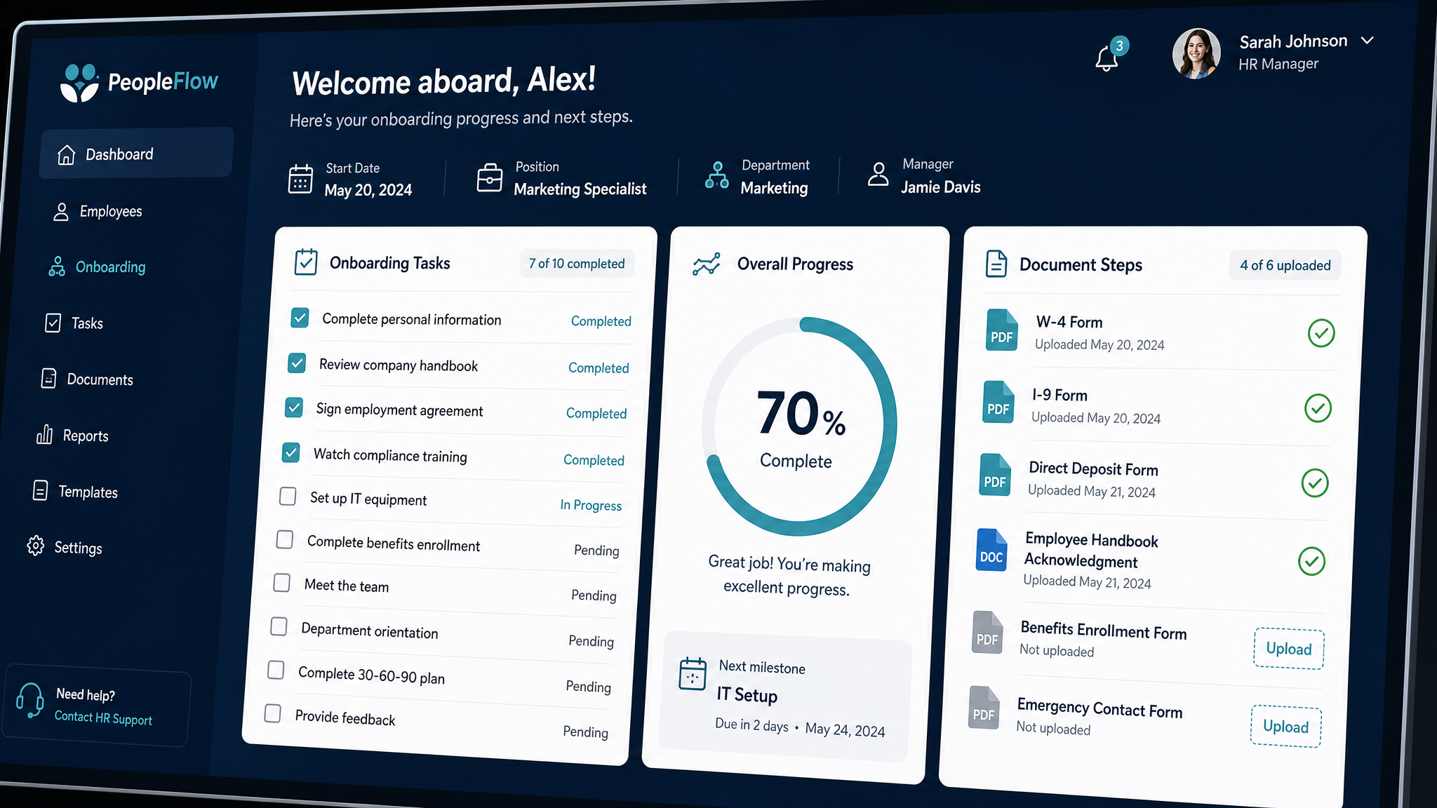 Employee Onboarding Automation: HR software example